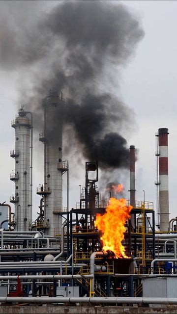 Пожар на нефтеперерабатывающем заводе нефтепереработка пожар промышленность