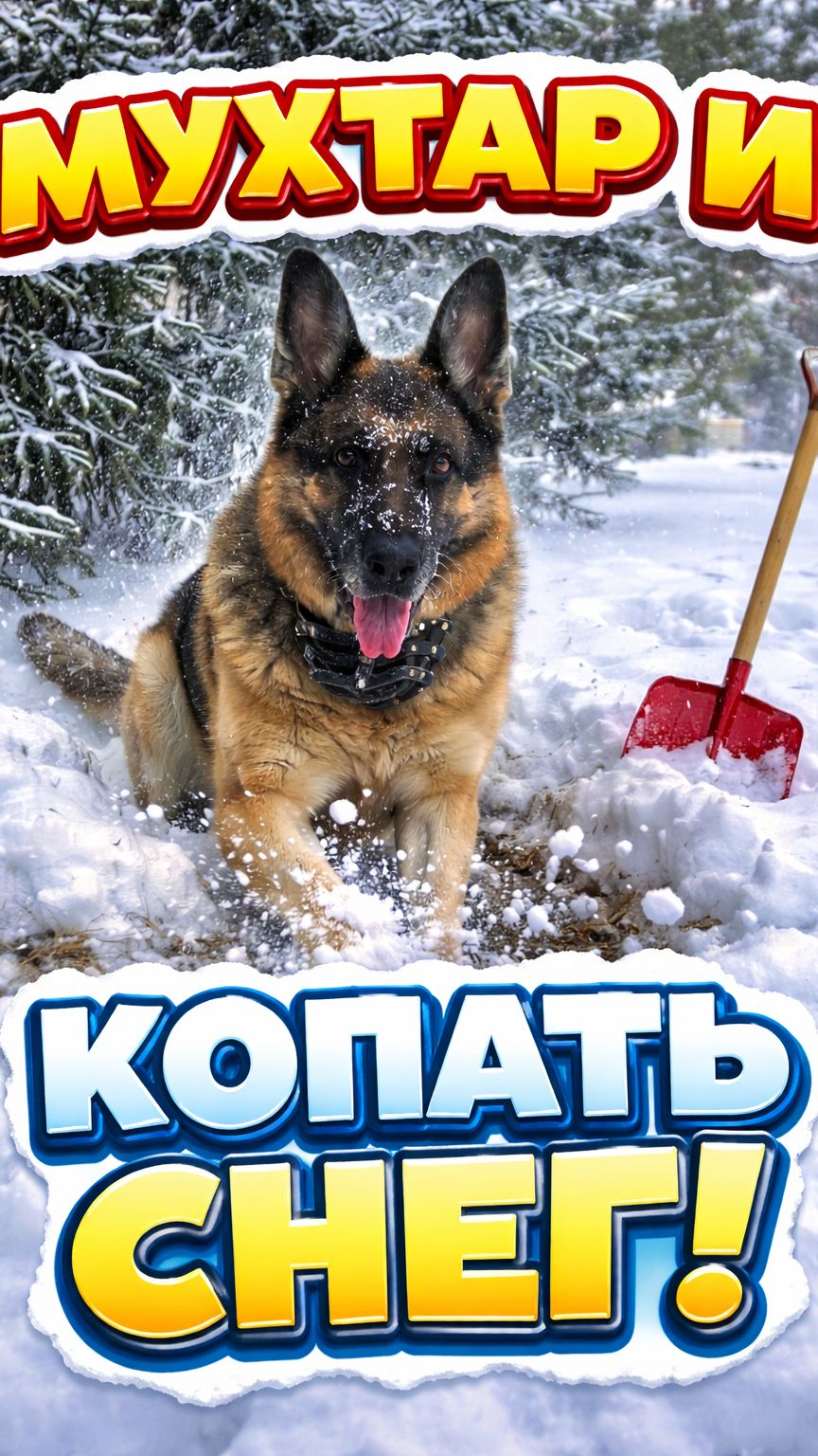 Мухтар и копать снег