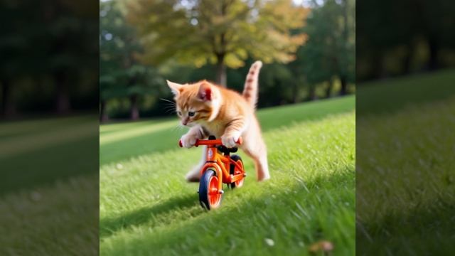 Котята 🐱 Котёнок на велосипеде
