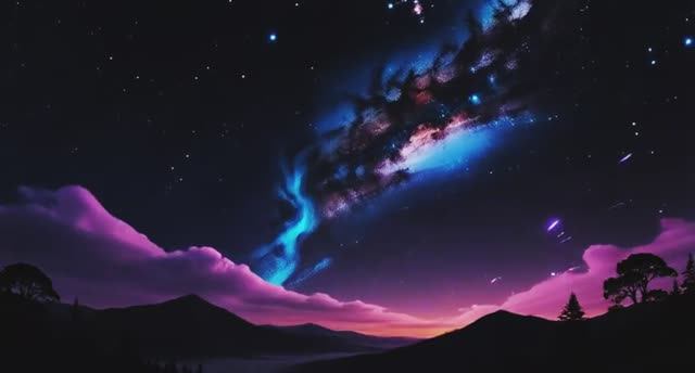 Метеоры и созвездия в космосе! Волшебство ночи над горами. ✨🌌