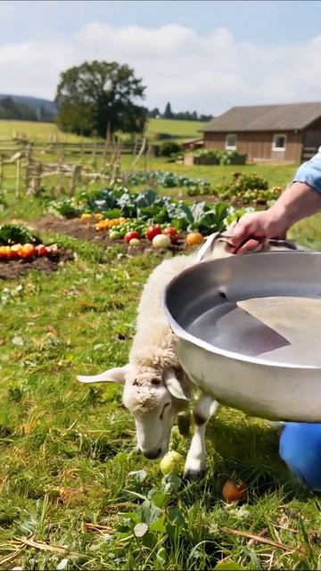 Овца на ферме: зеленый мир вокруг #ферма #овцы #природа