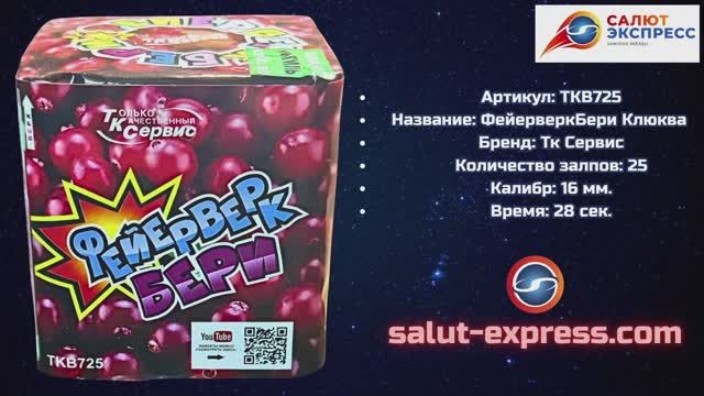 TKB725 Клюква — салют 16 мм (25 выстрелов) | Фейерверкбери смотреть онлайн