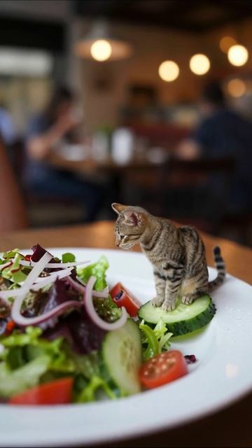 Котенок на салате — смешные моменты! #котики #приключения #салат
