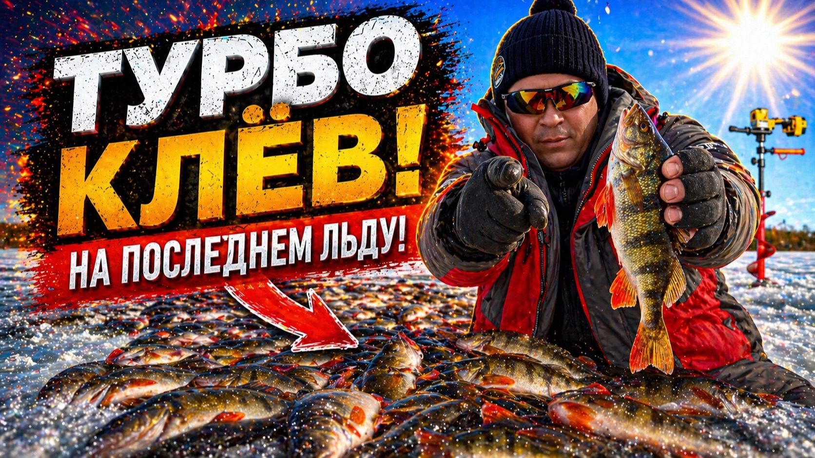 1 ЛУНКА= МОРЕ РЫБЫ! ЭТО ПОСЛЕДНИЙ ЛЁД!  ПРЁТ БЕЗ ОСТАНОВКИ! РЫБА АТАКУЕТ СРАЗУ! НЕ УСПЕВАЮ ДОСТАВАТЬ