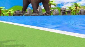 Веселая 3D игра: Длинная Горка с Коровой, Слоном, Гориллой, Бегемотом, Тигром