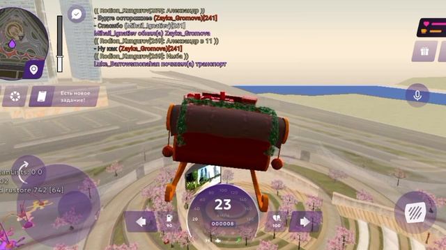 Катаюсь на санях Санты в Матрёшке РП.