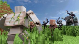 «Осада деревни: железный голем против армии Майнкрафт