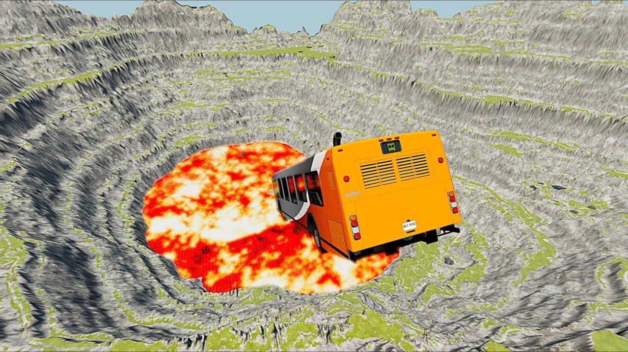 100 МАШИН ПРОТИВ ЛАВОВОЙ ЯМЫ! | Смертельный прыжок на скалистых дорогах. BeamNG.drive. Мультики