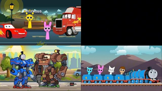 Томас знакомится с роботом Мак-Траком и МакКуином музыка Микс МЕМ