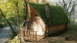 Построил бревенчатую хижину в лесу с нуля. Полное строительство