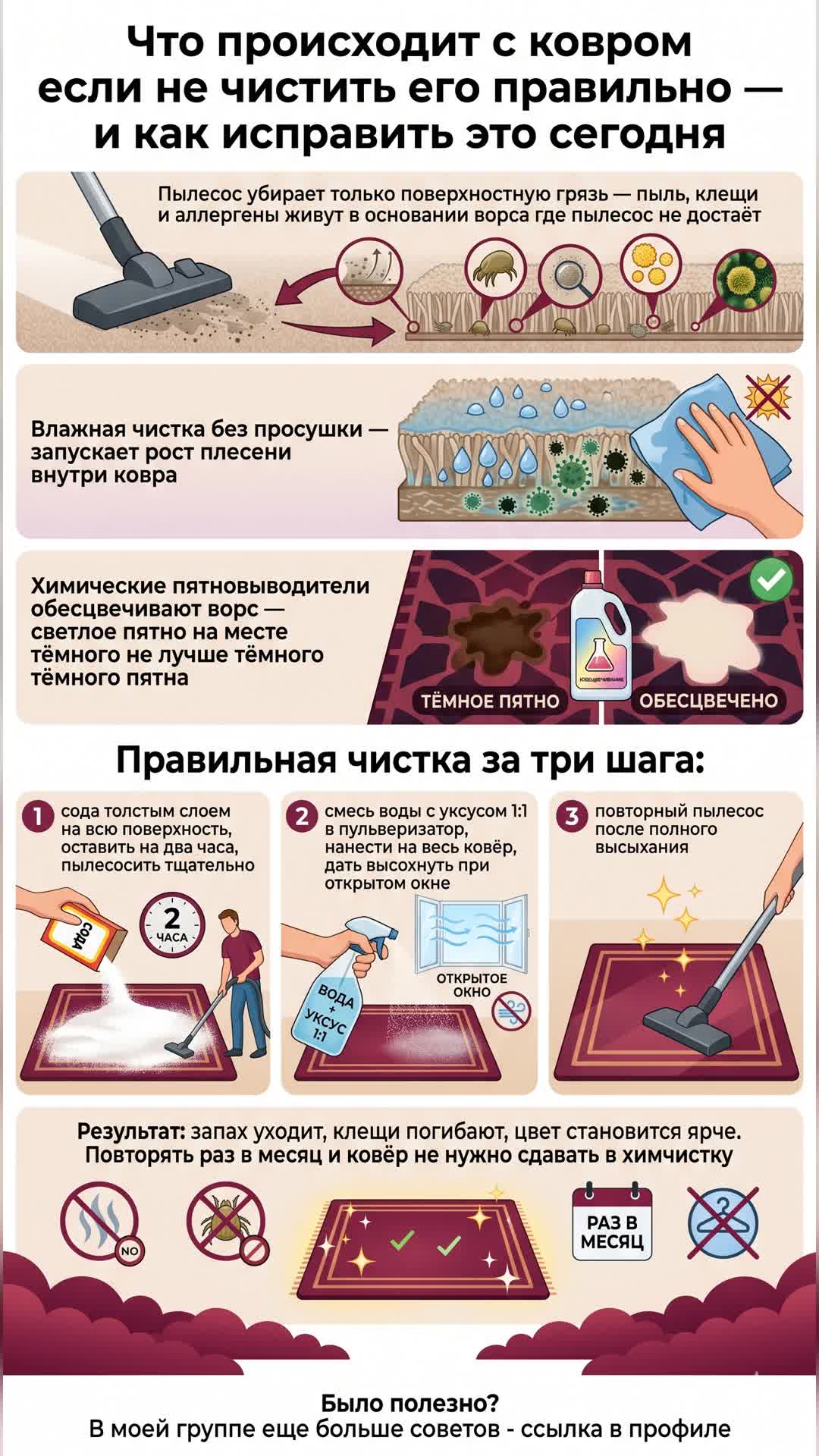 Как правильно чистить ковер в домашних условиях