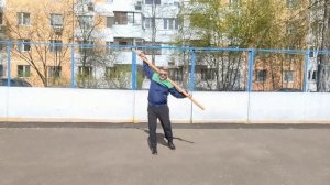 Упражнения с бревном из бука (длина 200 см, вес 2.5 кг, диаметр 5 см)-11