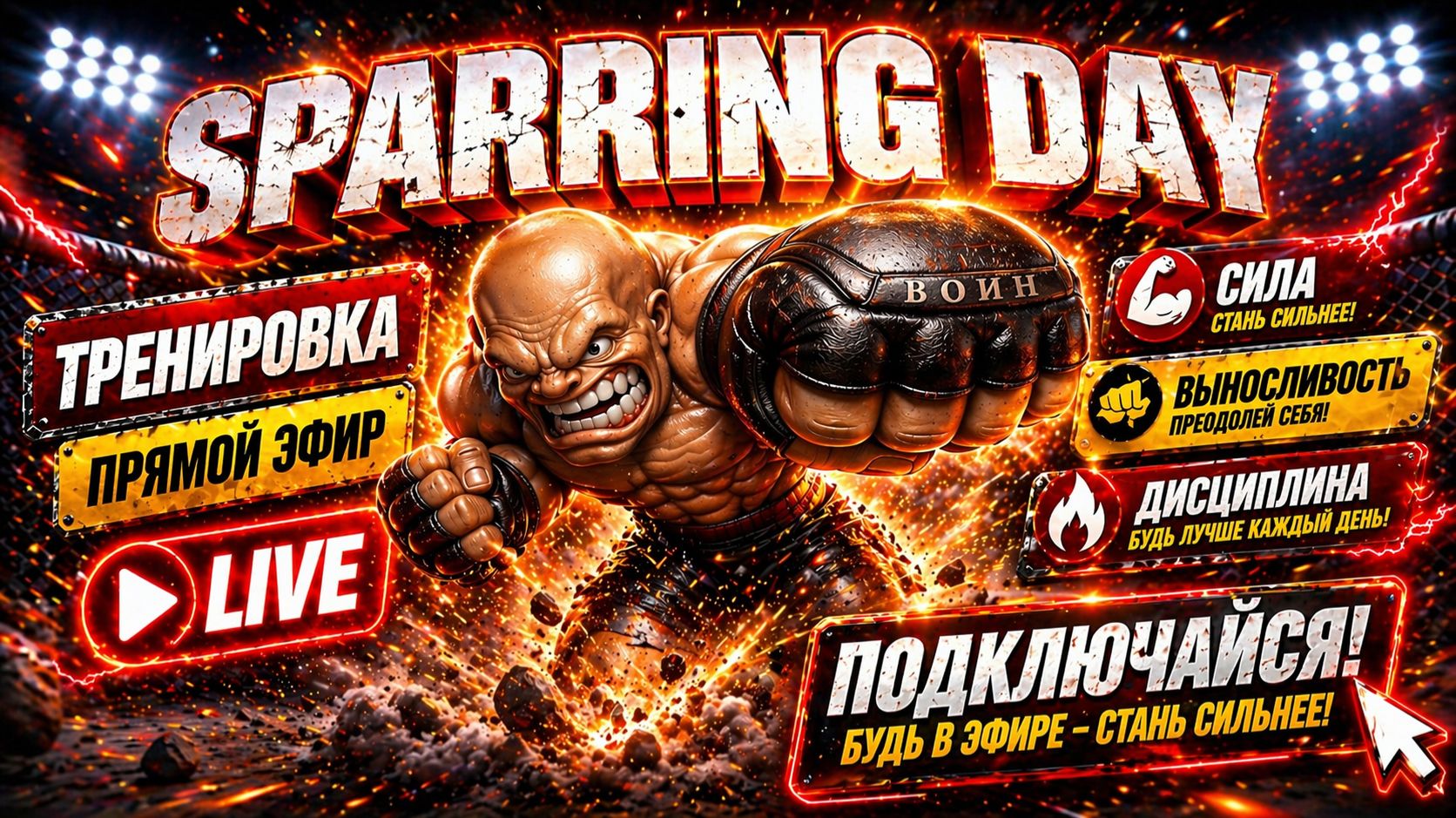 Октагон Live🔴в прямом эфире! Рукопашный бой спарринг/тренировка в Спортивном Клубе ВОИН Лакинск