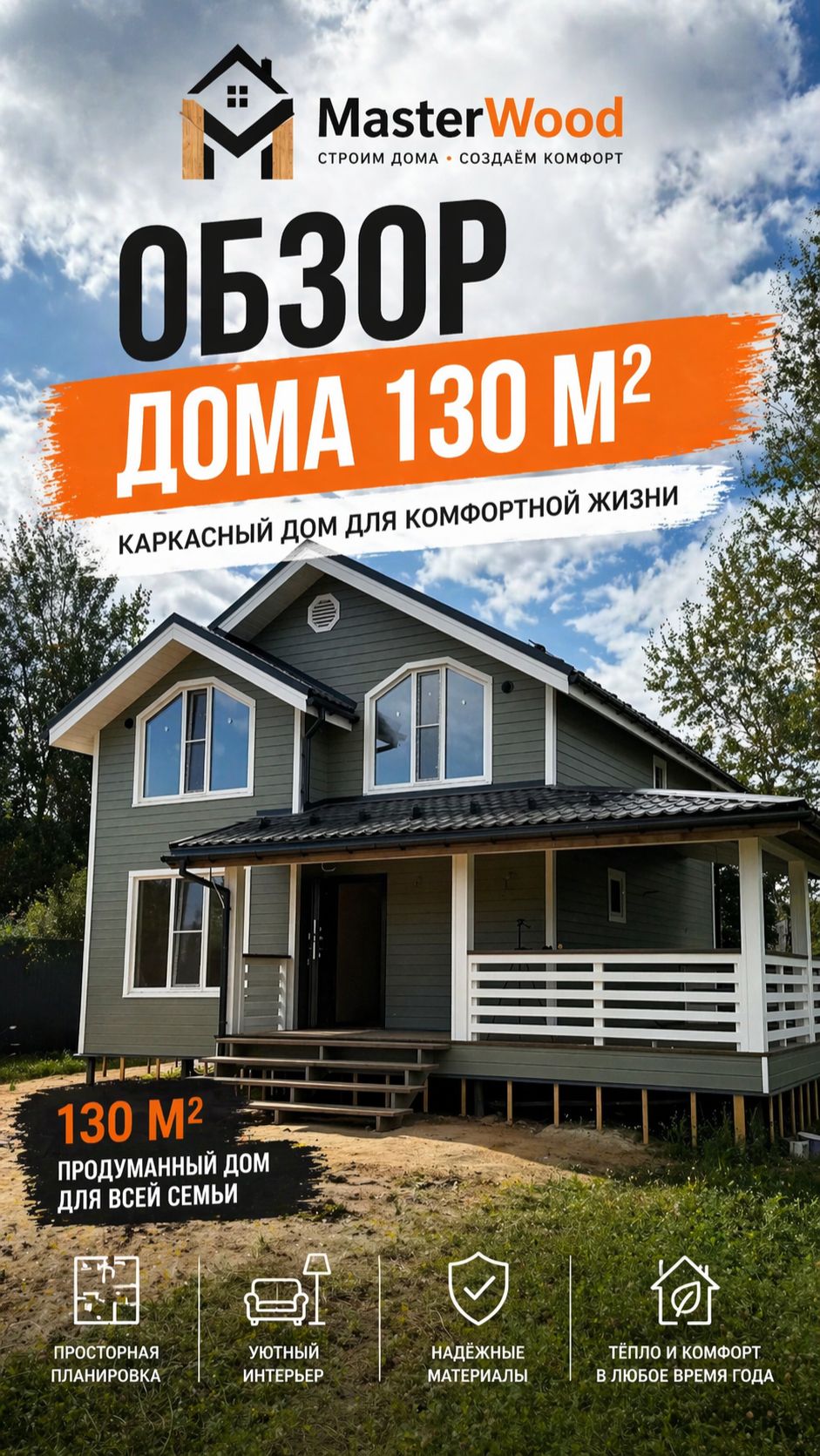 Каркасный дом 130 м2 от компании MasterWood