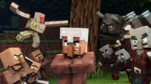 Битва за выживание: деревенский житель против орды мобов Майнкрафт