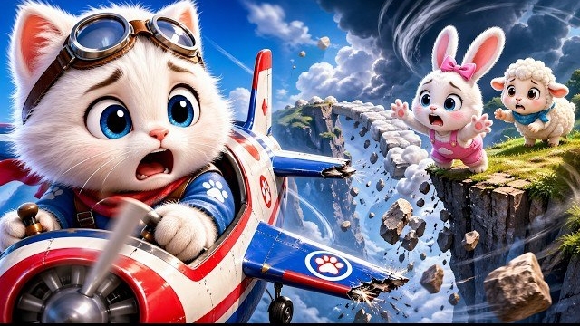 Герой Котенок построил мини-спасательный самолет, чтобы спасти Облачных животных