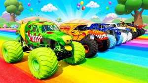 МУЛЬТИКИ ПРО МАШИНКИ 4К Эпические прыжки и столкновения на скоростном монстр-траке Beamng Drive #142