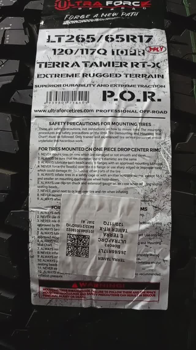 Шины грязь R/T 265/65R17 R/T ULTRAFORCE TERRA TAMER RT-X 120/117Q 10PR LT 5521