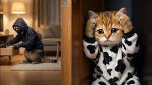 Рыжий котёнок поднимает тревогу, когда в дом врывается вор – мама-кошка страшно волнуется!
