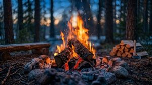 Костер в лесу | Успокаивающий огонь и звуки природы для сна