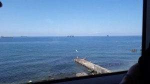 Ласточка. Самая быстрая и комфортная электричка. Путешествуем из Туапсе в Розу Хутор.  Вид из окна.