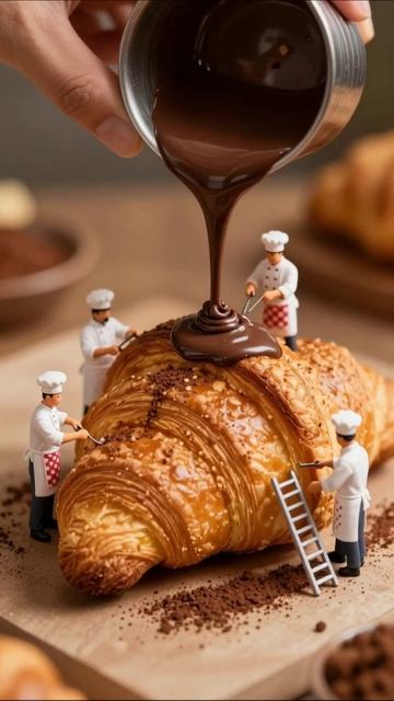 Шоколадное искусство: маленькие повара и круассан #десерты #кондитерская