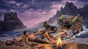 15 дней выживания на острове мусора вместе с собакой / Строительство плота, рыба и заброшенный дом