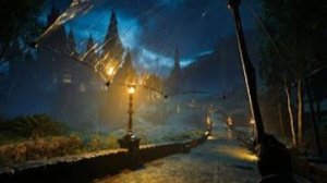 Ночная прогулка в бурю к замку Хогвартс 4К.  (Анимация дождя под зонтиком, все деревушки и Хогсмид)