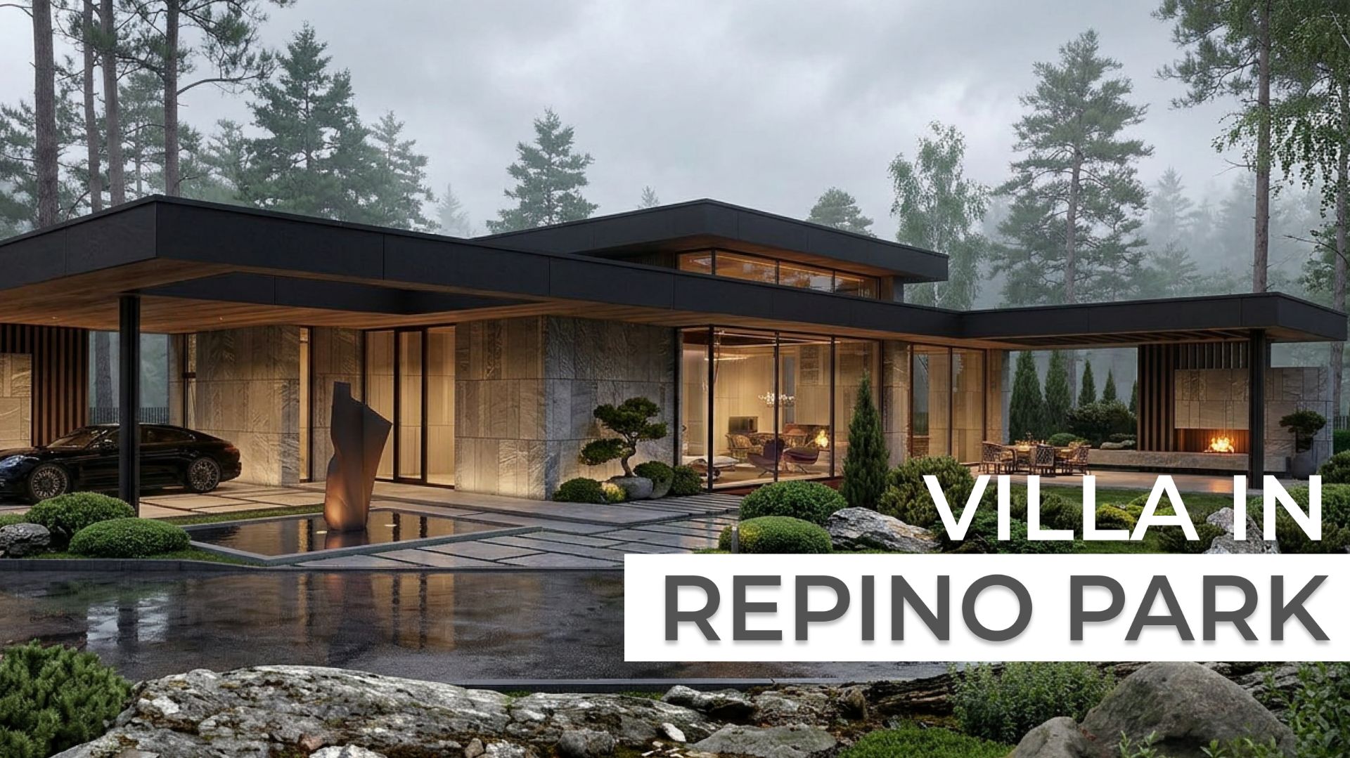 ОДНОЭТАЖНЫЙ ДОМ С ПАНОРАМНЫМ ОСТЕКЛЕНИЕМ | Вилла с консольными навесами в Репино парк