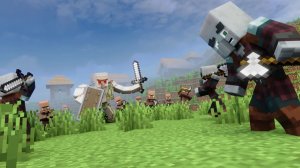 Кровавый рассвет: деревня защищает свои земли Майнкрафт