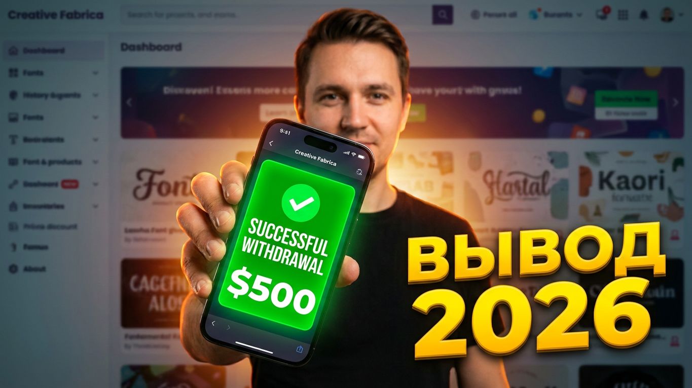 БЕЗ ПАСПОРТА И ПРОВЕРОК: Как выводить деньги с Creative Fabrica в 2026 году