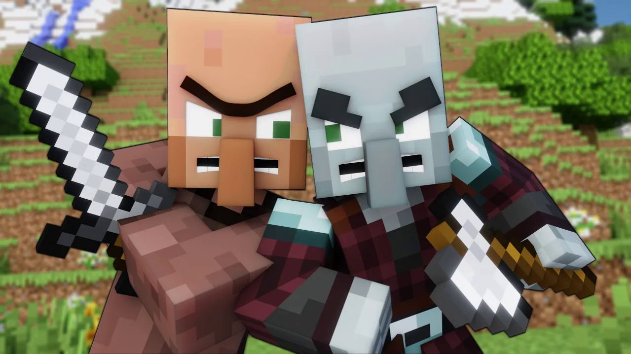 «Клановая битва: житель и пиглин против всех Майнкрафт