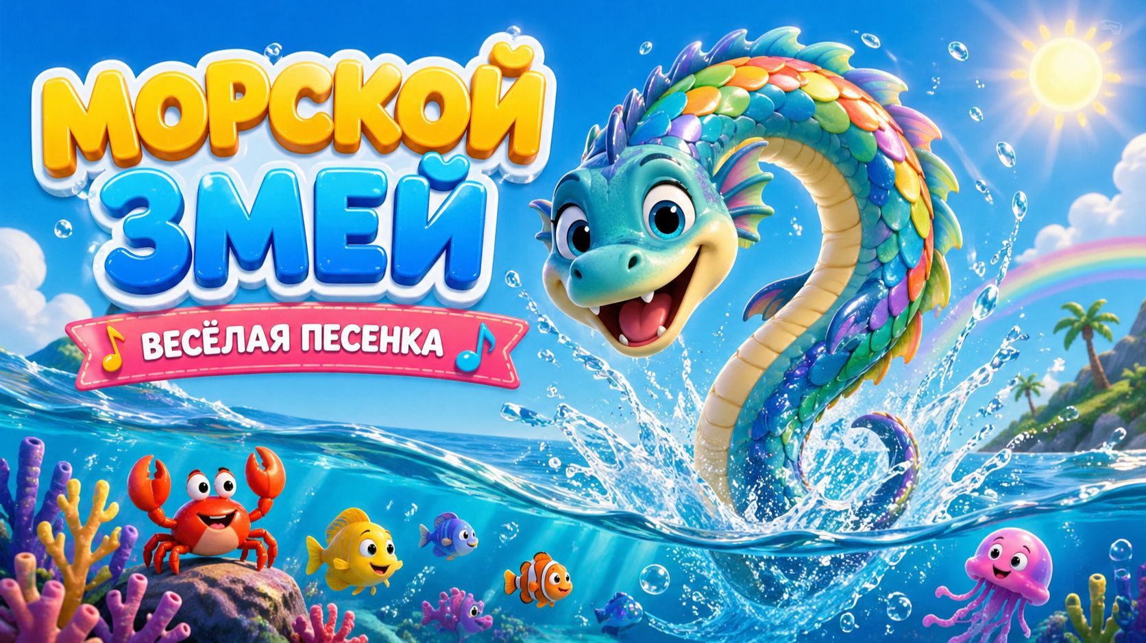🐍 Морской змей поёт! Весёлая детская песенка для детей 🌊