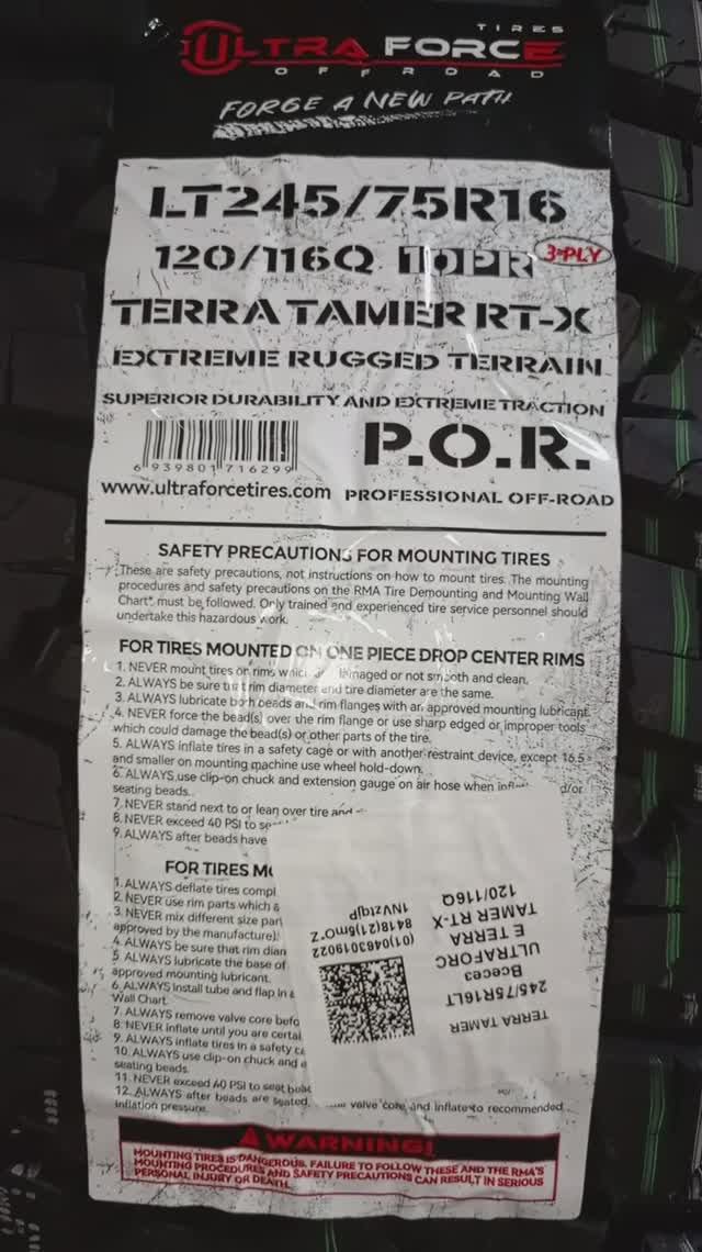 Шины грязь R/T 245/75R16 R/T ULTRAFORCE TERRA TAMER RT-X 120/116Q 10PR LT 5519