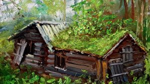 Хижина.Живопись маслом