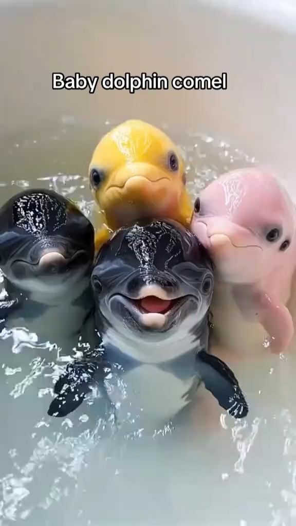 Четыре милых дельфинёнка