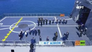 ماكرون يتفقد الفرقاطة اليونانية "كيمون" المصنوعة في فرنسا