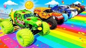 МУЛЬТИКИ ПРО МАШИНКИ 4К Эпические прыжки и столкновения на скоростном монстр-траке Beamng Drive #141