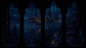 Вид из Окна на Хогвартс в 4К! Снегопад и Звуки Метели | Атмосфера Гарри Поттера для Проектора