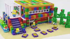 Мультики для детей. Собираем из магнитных шариков дом, деревья.