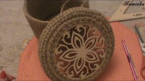 Вязание крючком крышки для корзинки из джута