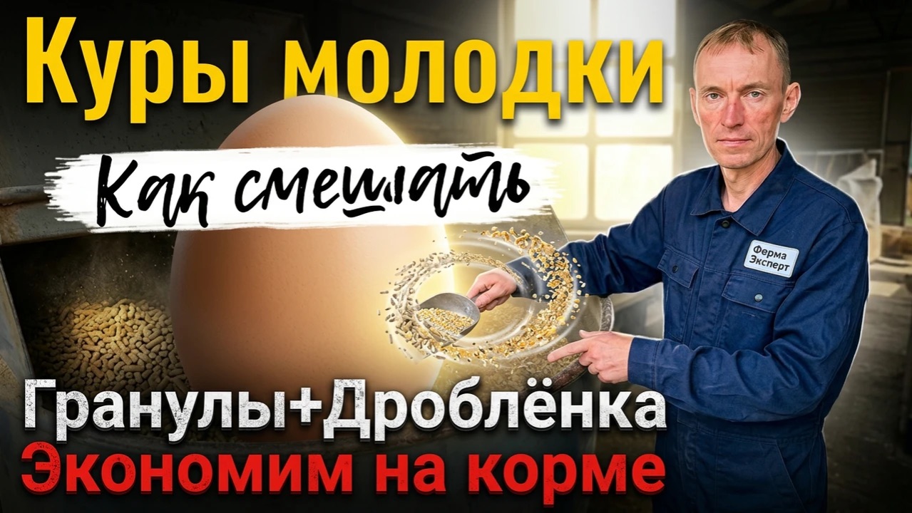 Куры молодки. Смешиваем гранулы и дроблёнку и экономим деньги