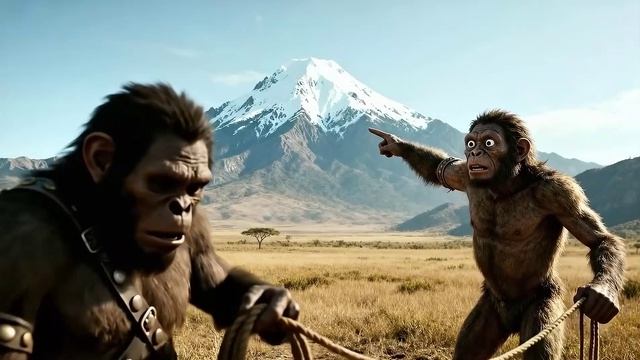 Доисторические гиганты против древних людей. Видео от ИИ.