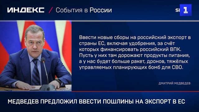 Медведев предложил ввести пошлины на экспорт в ЕС