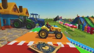 Яркий мультик для детей и малышей. Мультики про машинки.  Машинки ездят по горка.