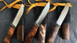 Обзор готовых ножей. Ножи из советского быстрореза Р18 кованные.