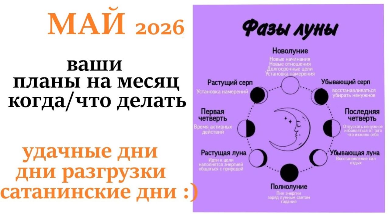 Лунный календарь МАЙ 2026🌛 удачные и неудачные дни месяца🌕 Расскажу какие знаки под прицелом😉