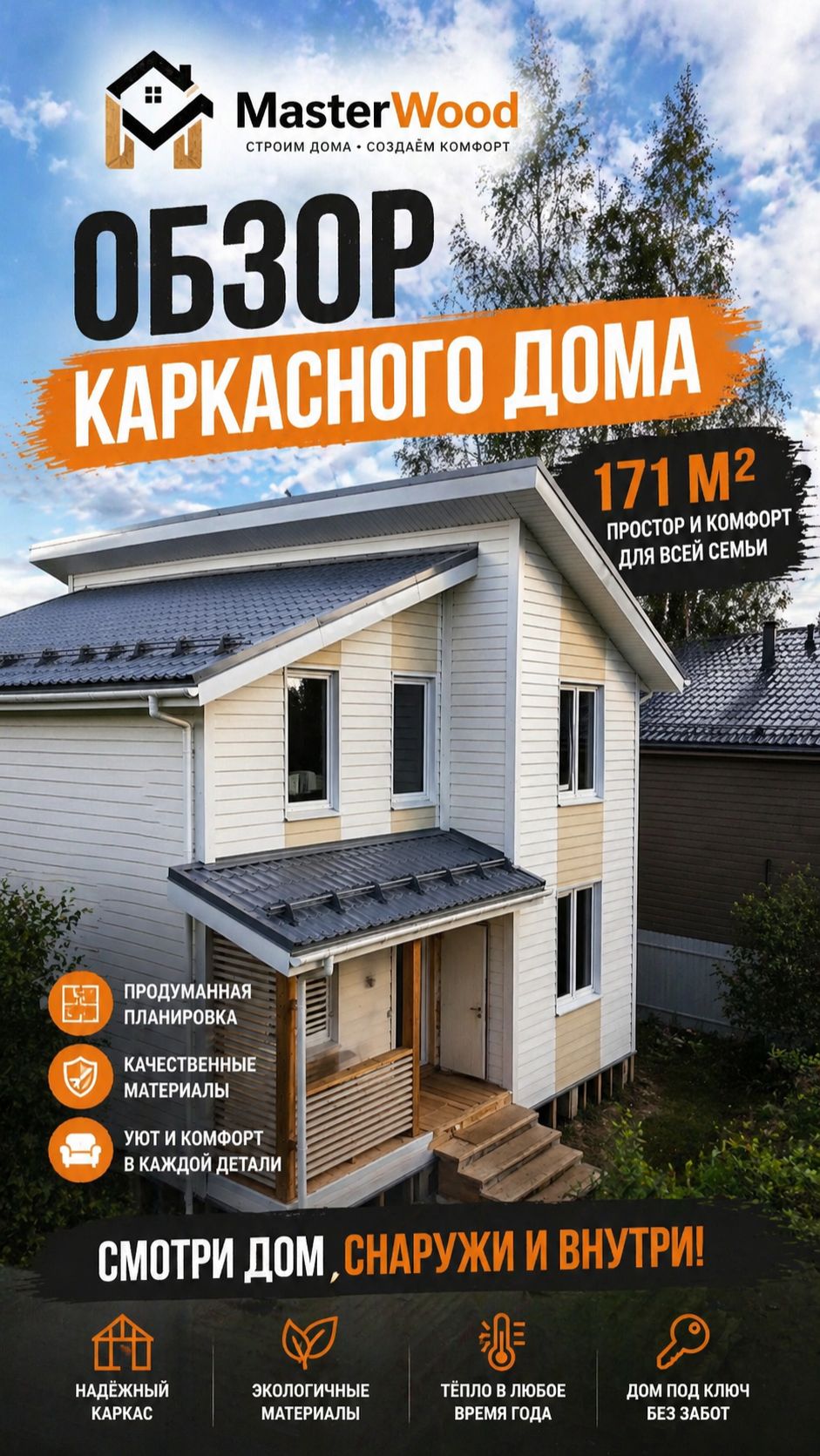 Обзор каркасного дома 171м2 от MasterWood