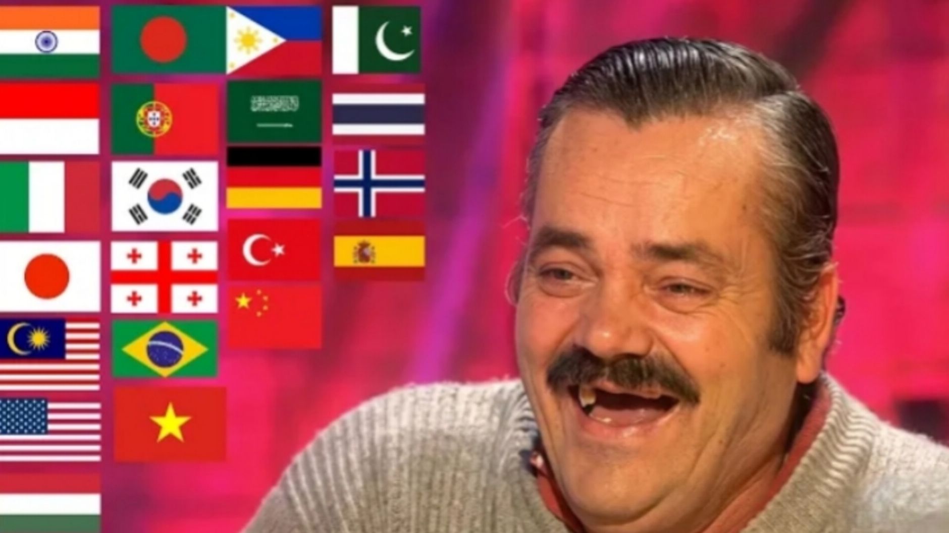 мужик ржёт на разных языках