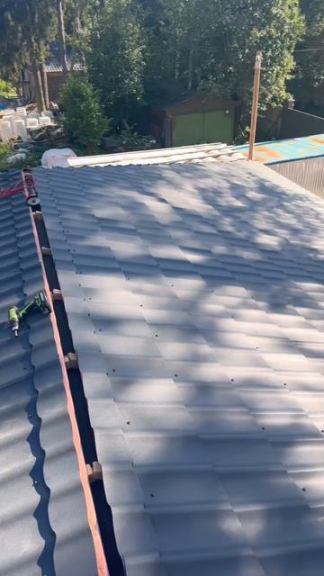 Лес, частный дом и работа на крыше